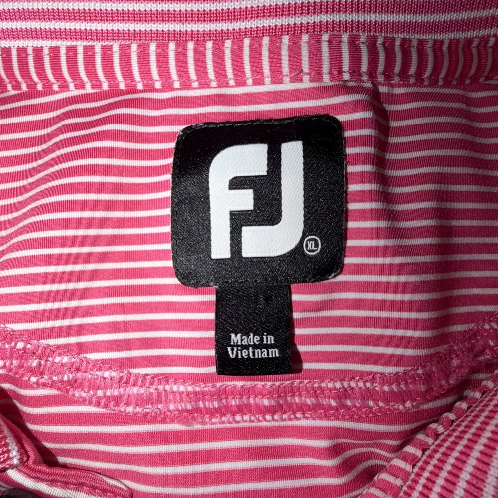 FootJoy FJ Pink White Striped Golf Polo Shirt Men's Size XL - Picture 6 of 7